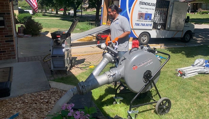 Trenchless Innovations technician performing a trenchless sewer line repair